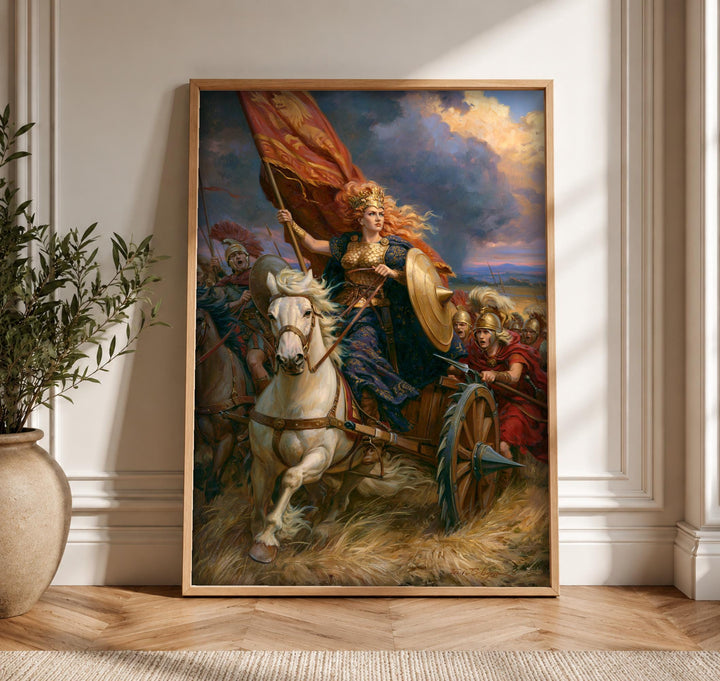 Female Warrior Art, Boudicca Iceni Queen Print, Medieval Battle