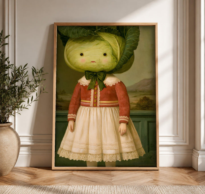 Folk Art Print, Cabbage Girl Portrait, Victorian Fantasy Poster
