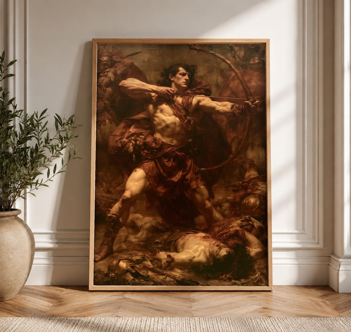 Greek Mythology Art, Trojan War Archer Print, Battle Painting