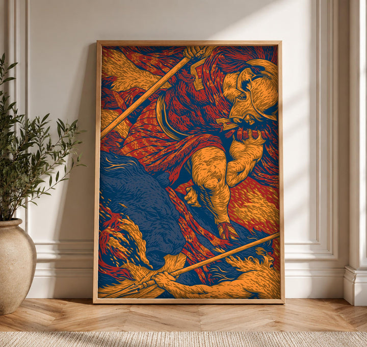 Ancient Greek Art, Spartan Warrior Battle, Masculine Wall Decor