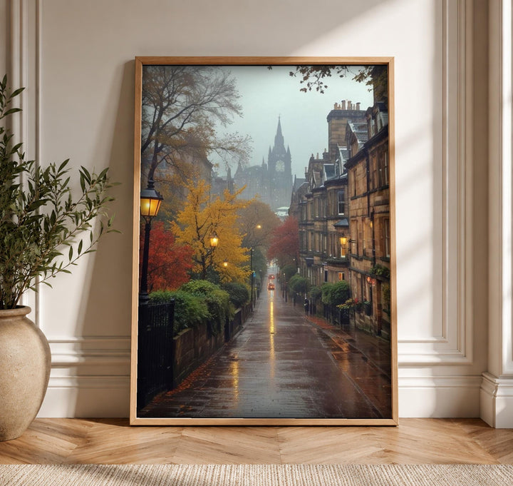 Edinburgh Wall Art, Autumn Gothic Street, Dark Academia Decor