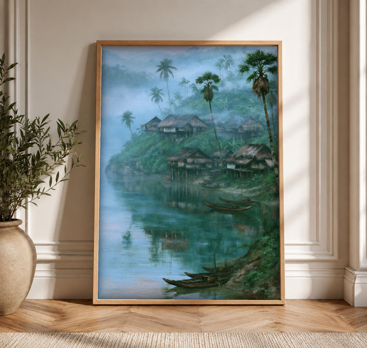 Historical Painting, Southeast Asian Village, Cultural Decor