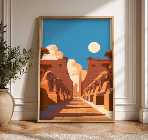 Ancient Egypt Art, Avenue of Sphinxes Print, Luxor Temple