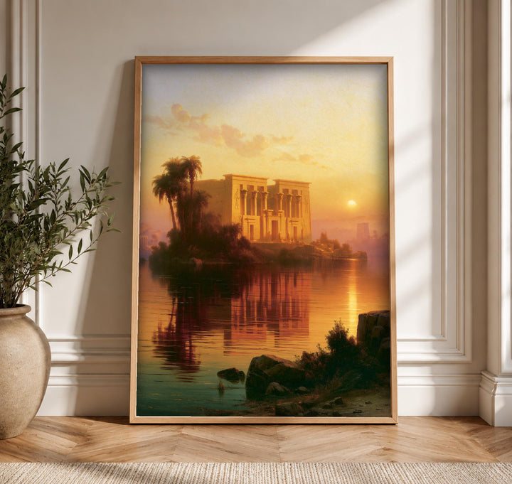 Ancient Egypt Art, Isis Temple Philae, Nile Sunset Print