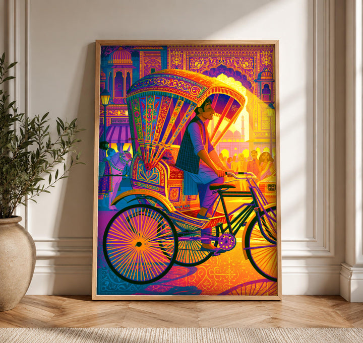 Indian Art, Mughal Bazaar Rickshaw Print, Cultural Decor