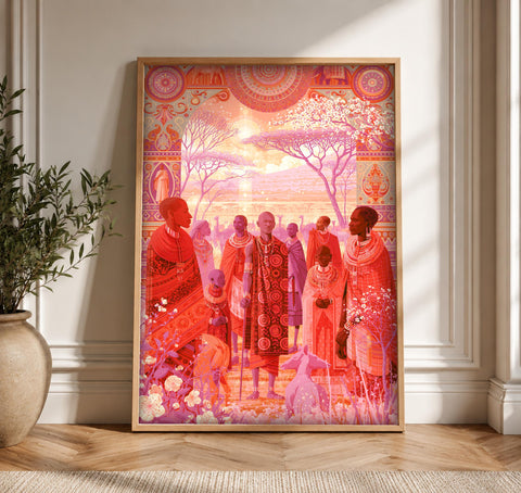 African Wall Art, Maasai People, Savanna Heritage, Cultural Decor