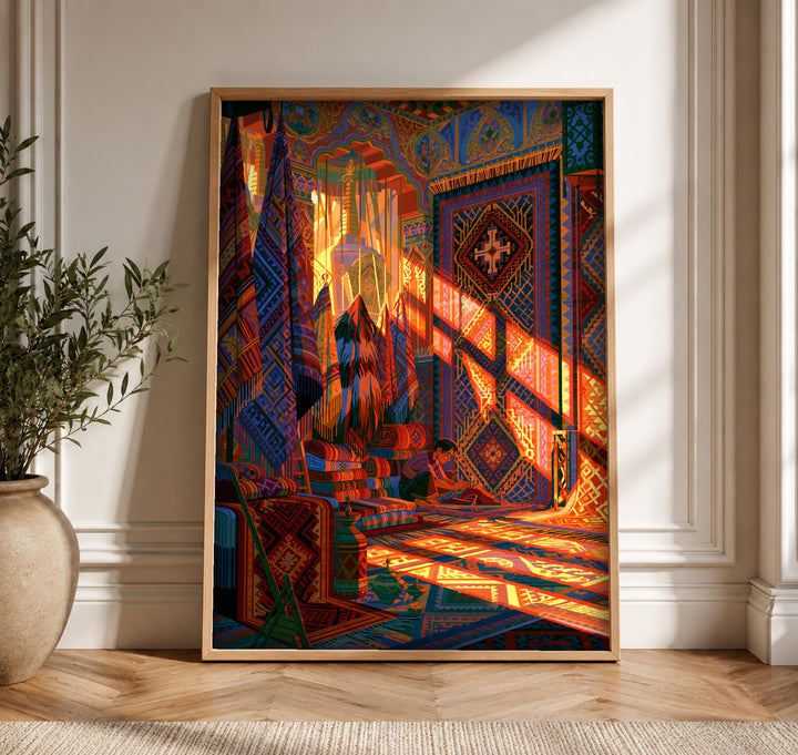 Ottoman Bazaar Art, Silk Road Carpet Print, Cultural Decor
