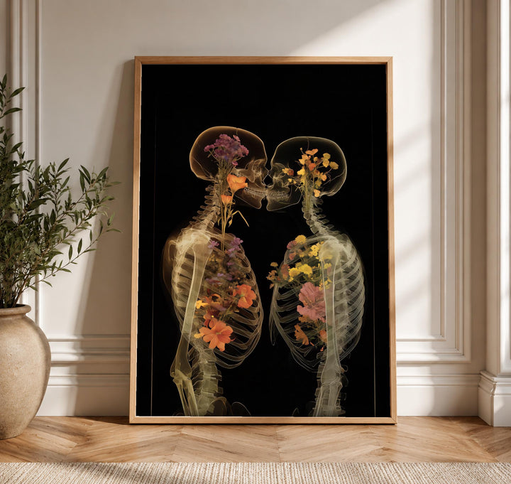 Dark Academia Art, Floral Skeleton Lovers, Memento Mori Poster