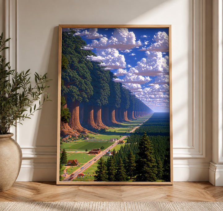 Enchanted Forest Art, Infinite Redwood Surreal Landscape
