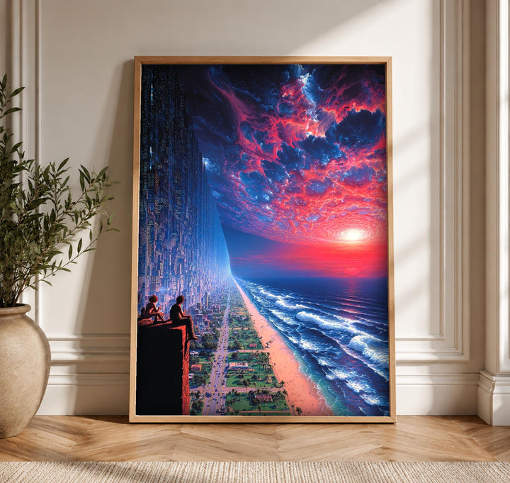 Dark Fantasy, Sci-Fi Megacity Coastal Print, Gamer Gift