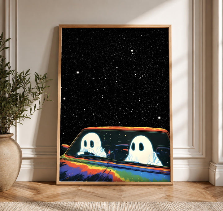 Retro Wall Art, Ghost Car Night Drive Print