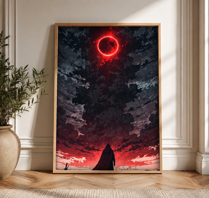 Dark Fantasy Art, Eclipse Blood Moon Print, Gamer Gift