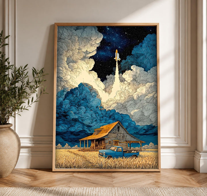 Aviation Wall Art, Space Shuttle Launch, Americana Barn Poster