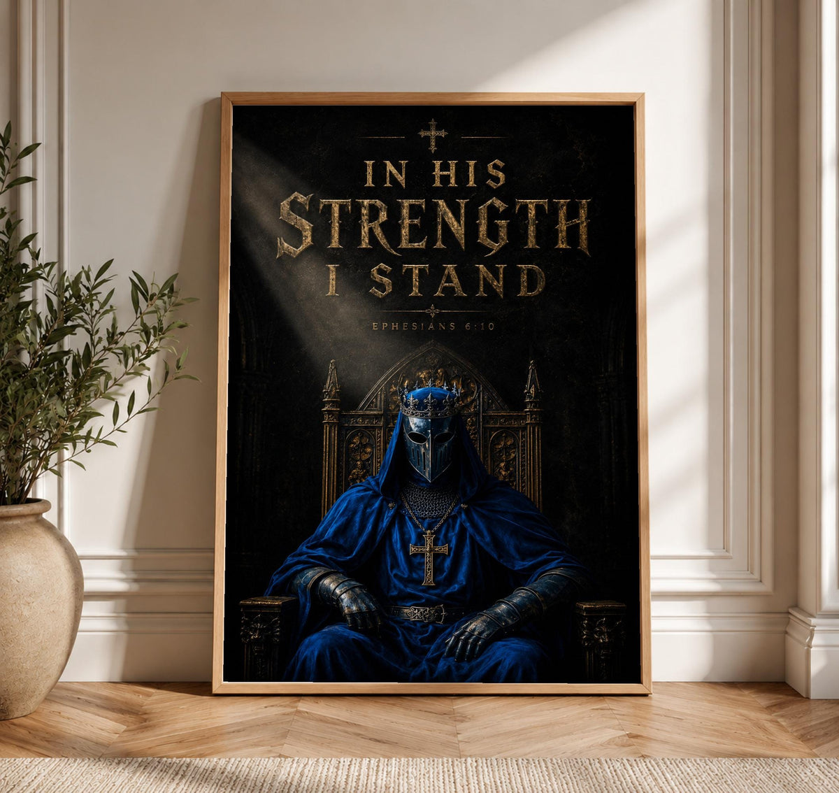 Christian Wall Art, Crusader Knight Scripture Print, Medieval Throne