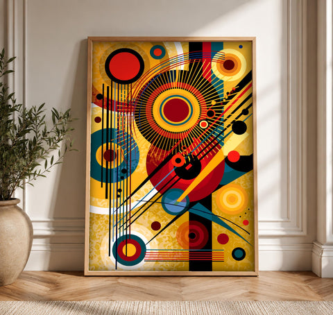 Abstract Wall Art, Bauhaus Geometric Composition, Man Cave