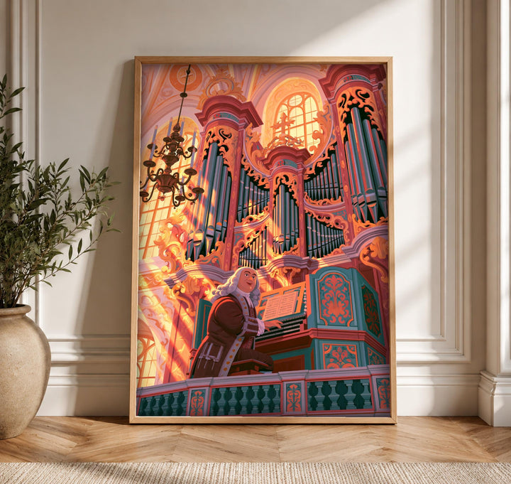 Church Organ Art, J.S. Bach Baroque Print, Religious Wall Decor
