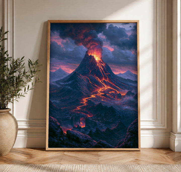 lotr poster, Volcanic Mount Doom Print, Fantasy Wall Art