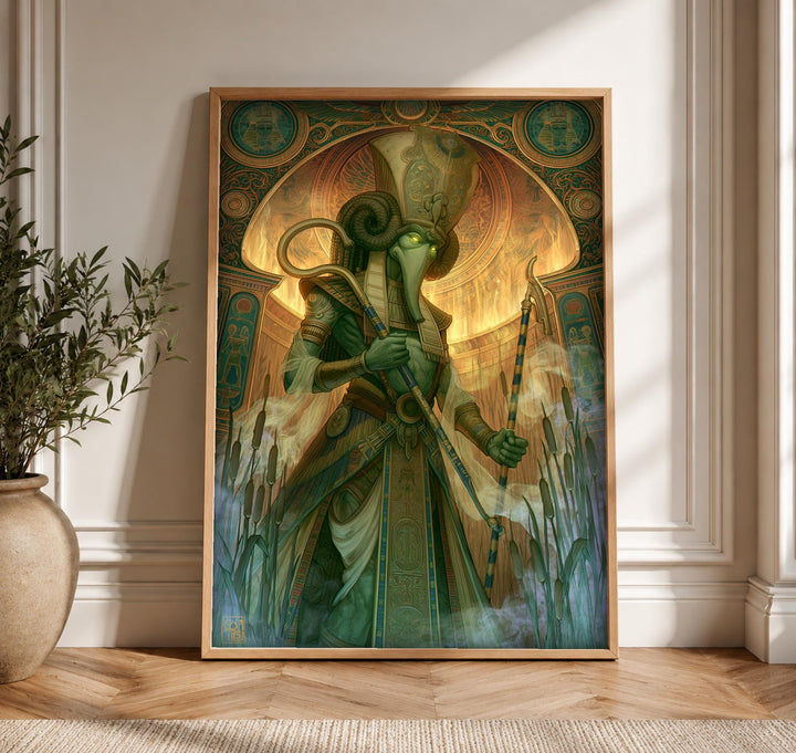 Ancient Egypt Art, Khnum Ram-God Deity, Dark Fantasy Mythology