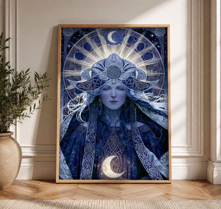 Celtic Goddess Art, Triple Moon Pagan Decor, Mythology Poster