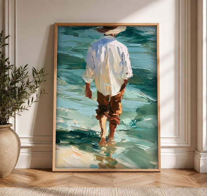 Coastal Wall Decor, Impressionist Beach Oil Painting Print