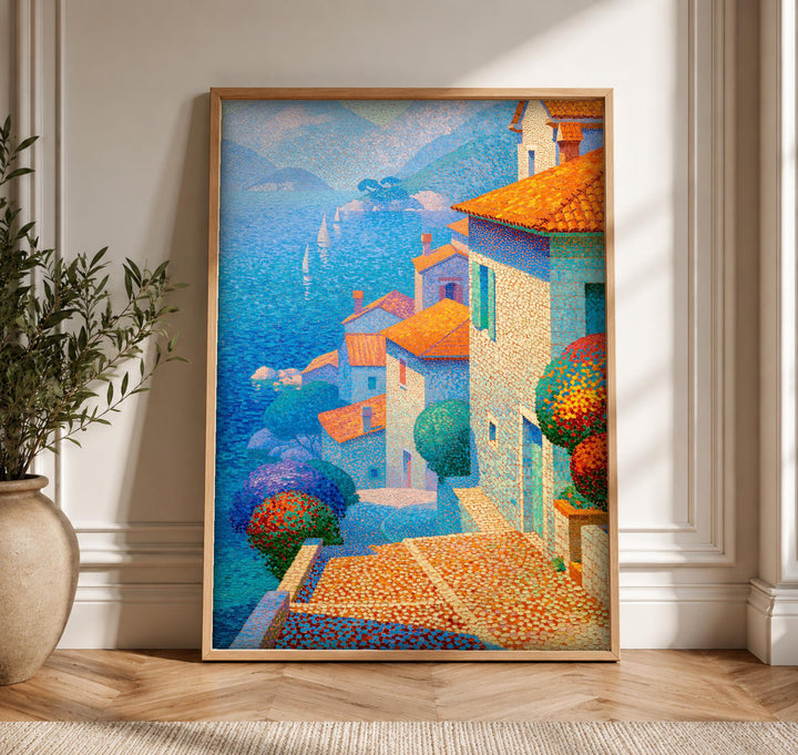 Italian Coast Wall Art, Mediterranean Village Print