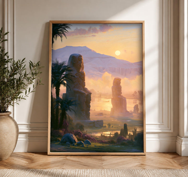 Ancient Egypt Art, Colossi of Memnon Nile Print, Masculine