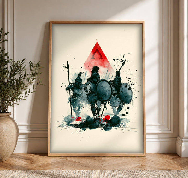 Spartan Wall Art, Ancient Greece Battle Print, Warrior Poster