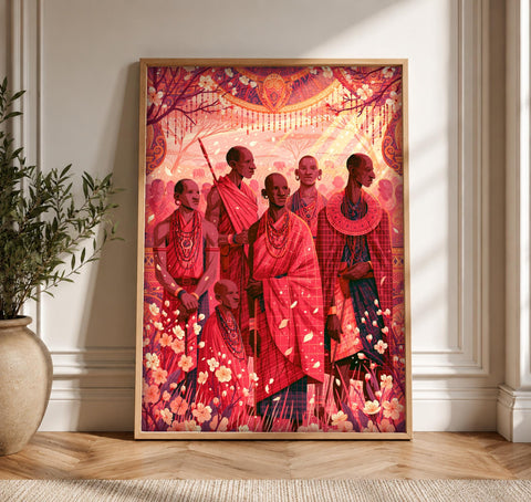 African Wall Art, Maasai Warriors Kenya Print, Cultural Decor