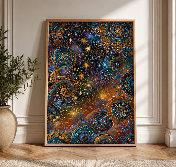Celestial Star Map, Aboriginal Dot Art, Cosmic Indigenous Print