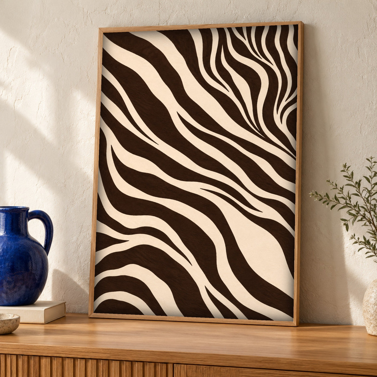 Abstract wall art — Zebra Stripes — Framed room mockup