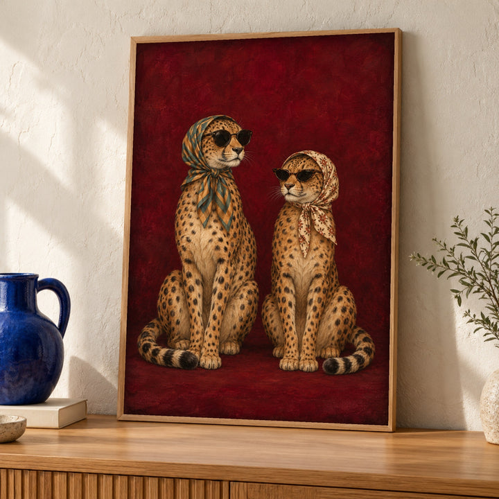 Retro wall art, Cheetah duo, Fashion poster