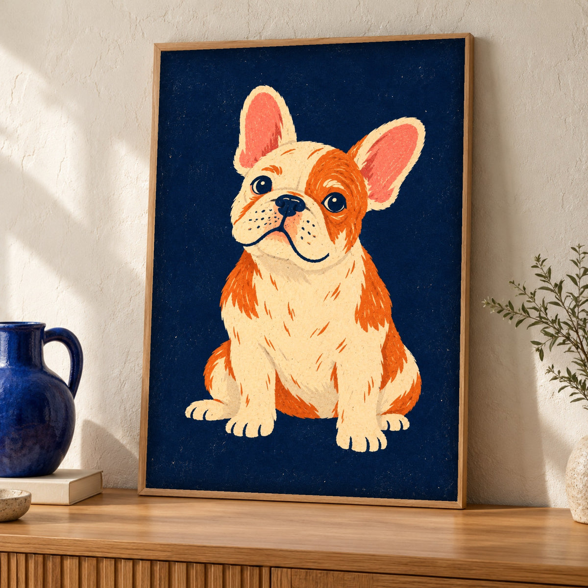 Dog Wall Art — French Bulldog — Framed room mockup