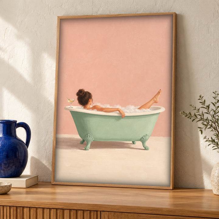 Bathroom wall art, Clawfoot Bath, Retro Decor