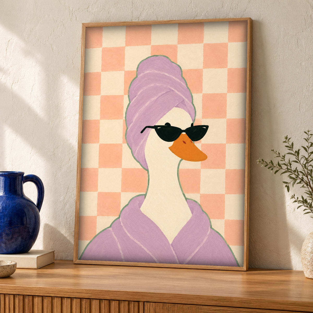 Retro wall art — Spa Duck — Framed room mockup
