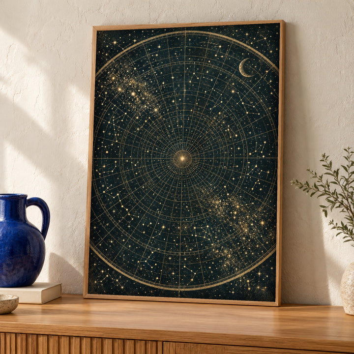 Star chart print, Celestial map, Antique astronomy