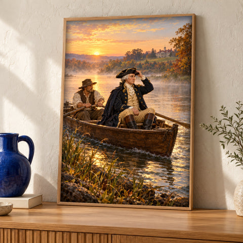 George Washington — A River Journey near Mount Vernon — Framed room mockup
