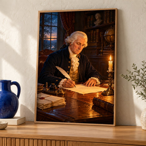 George Washington — A Quiet Hour at the Writing Desk — Framed room mockup