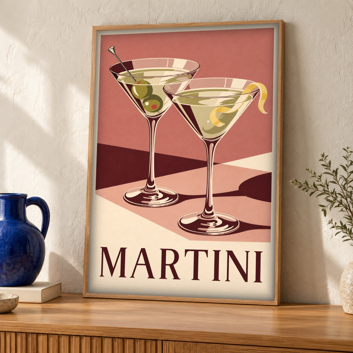 Retro wall art — Martini — Framed room mockup