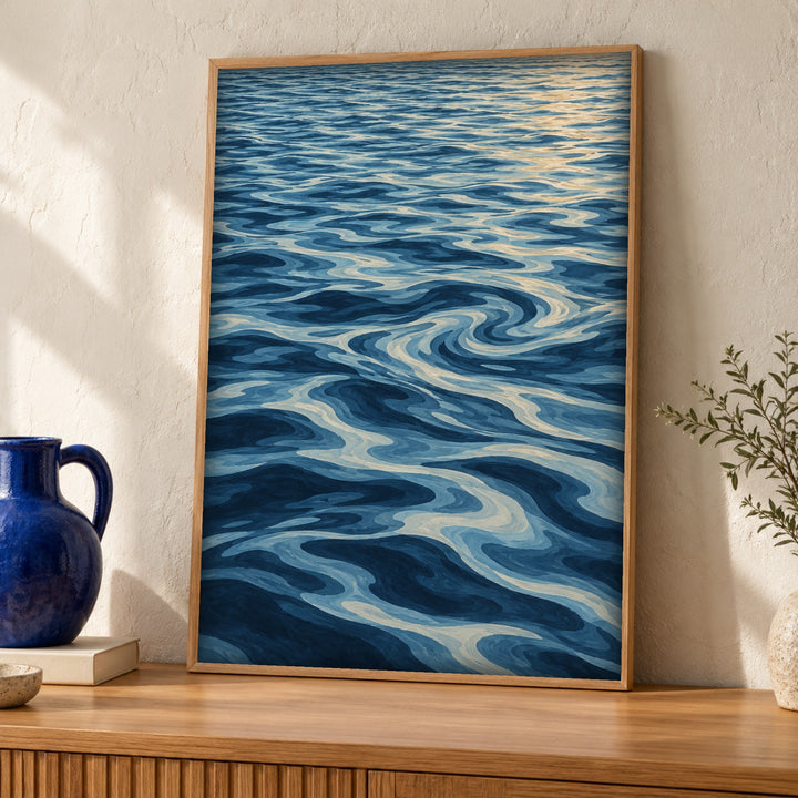 Coastal wall art, Sunlit Ocean Ripples, Beach Print
