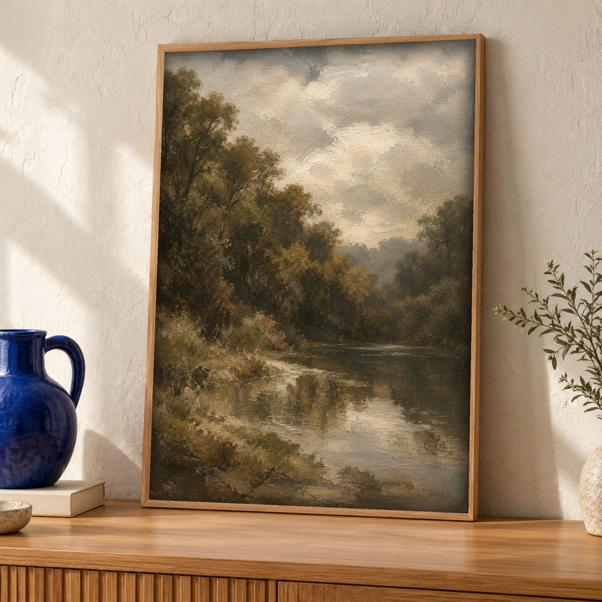 Landscape print — Woodland River — Framed room mockup