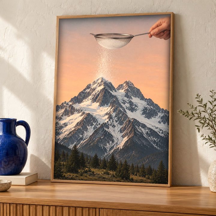 Mountain wall art, Sifted Snow, surreal landscape print