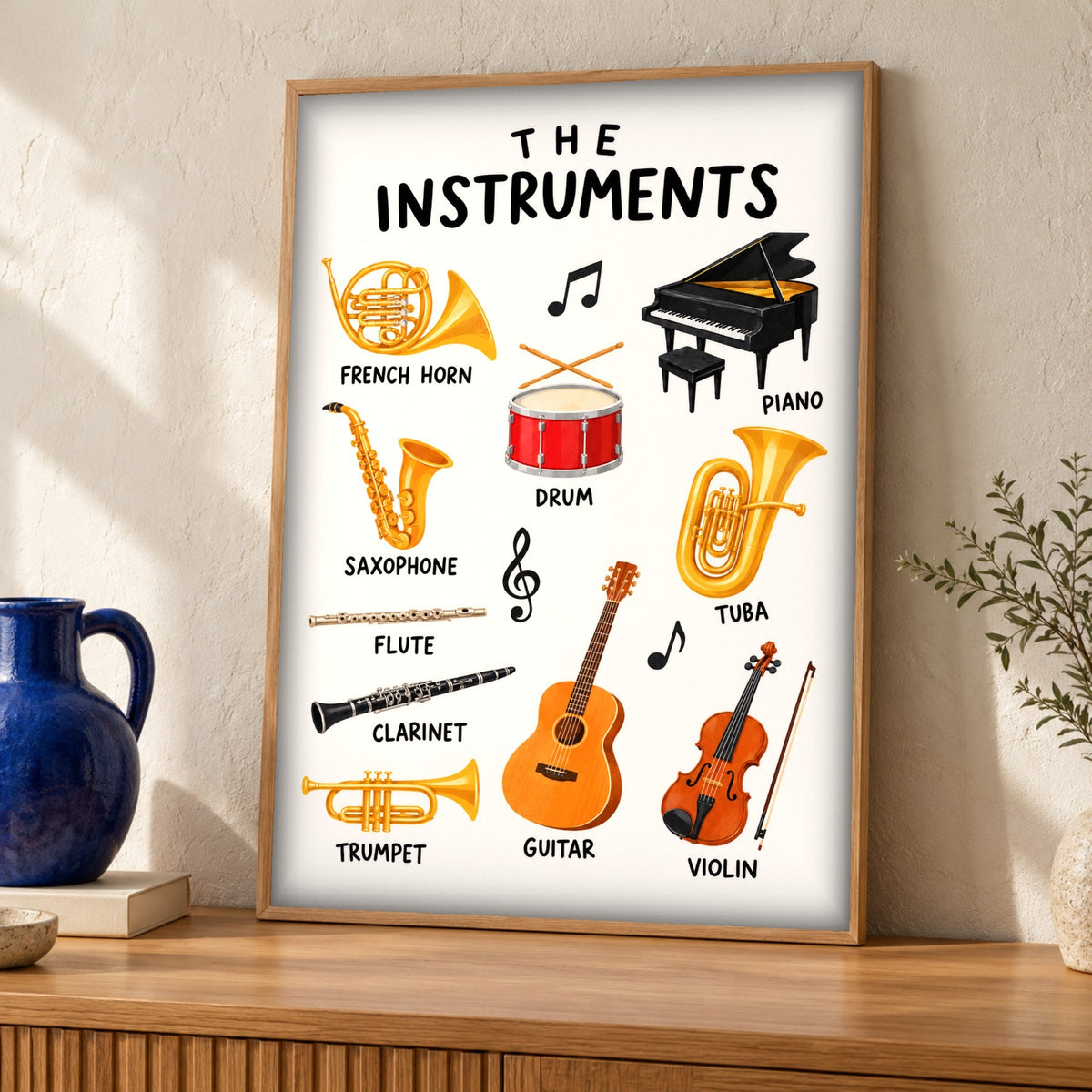 Music Poster — The Instruments — Framed room mockup