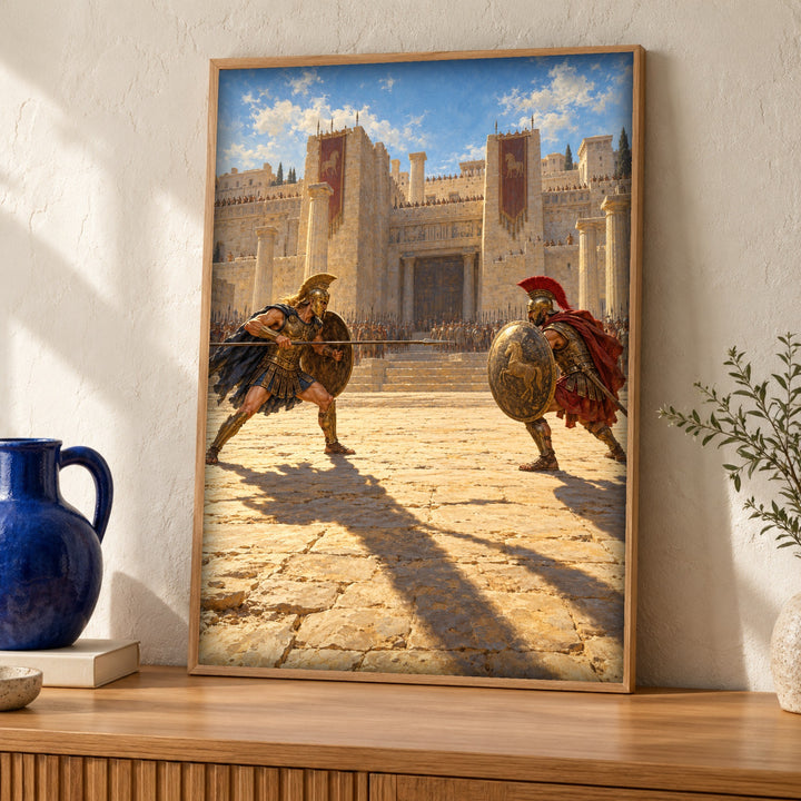 Greek mythology art, Achilles versus Hector, Trojan War Print