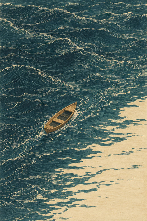 Coastal Print — Solitary Rowboat — Artwork