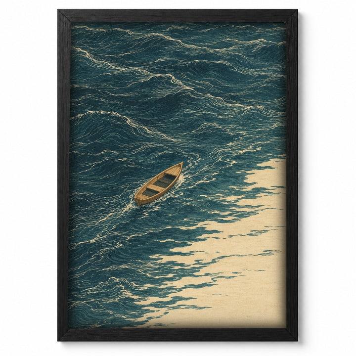 Coastal print, Solitary Rowboat, Maritime Decor