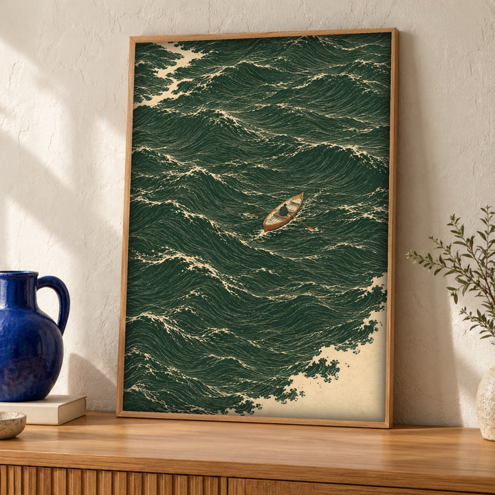 Ocean poster, Lone Rower, Maritime decor