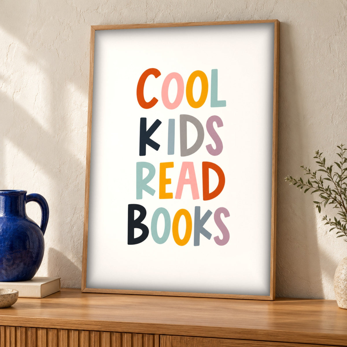 Reading poster — Cool Kids Read Books — Framed room mockup