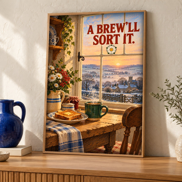Yorkshire print, A Brew’ll Sort It, Cottage kitchen decor