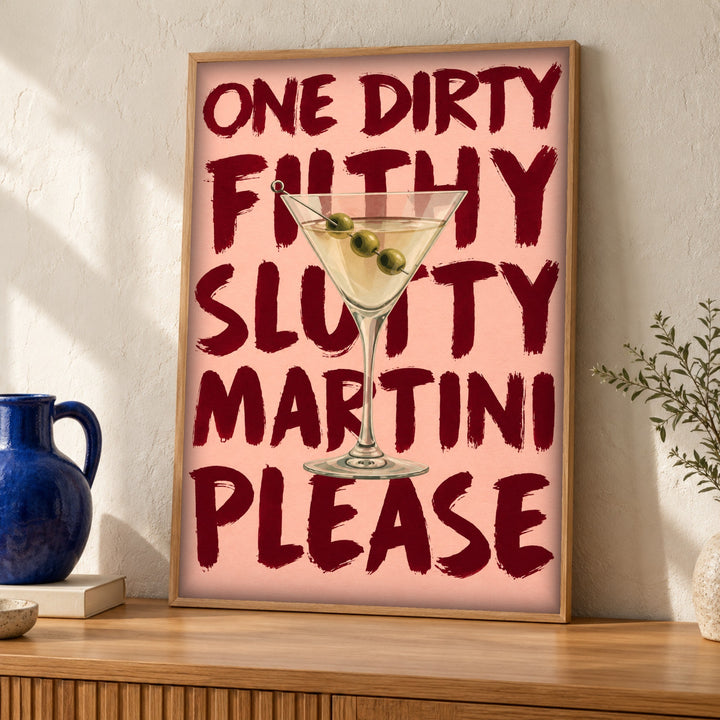 Cheeky wall art, dirty martini, cocktail poster