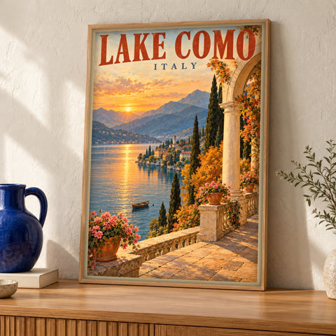 Italy wall art — Lake Como — Framed room mockup